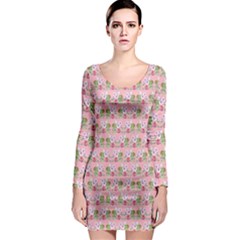 Floral Pattern Long Sleeve Bodycon Dress by SuperPatterns