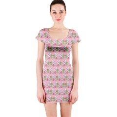 Floral Pattern Short Sleeve Bodycon Dress by SuperPatterns