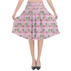 Floral Pattern Flared Midi Skirt by SuperPatterns