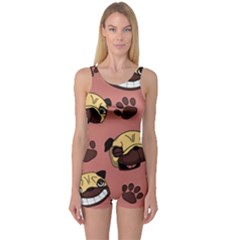 Happy Pugs One Piece Boyleg Swimsuit