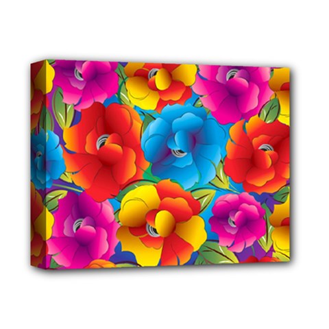 Neon Colored Floral Pattern Deluxe Canvas 14  X 11  by Bigfootshirtshop