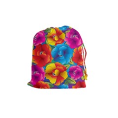 Neon Colored Floral Pattern Drawstring Pouches (medium)  by Bigfootshirtshop