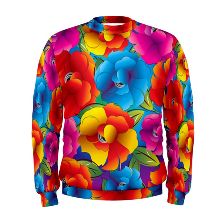 Neon Colored Floral Pattern Men s Sweatshirt