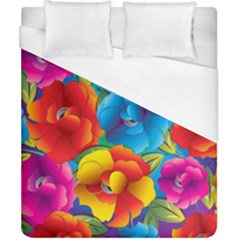 Neon Colored Floral Pattern Duvet Cover (california King Size) by Bigfootshirtshop