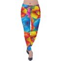 Neon Colored Floral Pattern Velvet Leggings View1