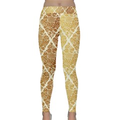 Vintage,gold,damask,floral,pattern,elegant,chic,beautiful,victorian,modern,trendy Classic Yoga Leggings by NouveauDesign