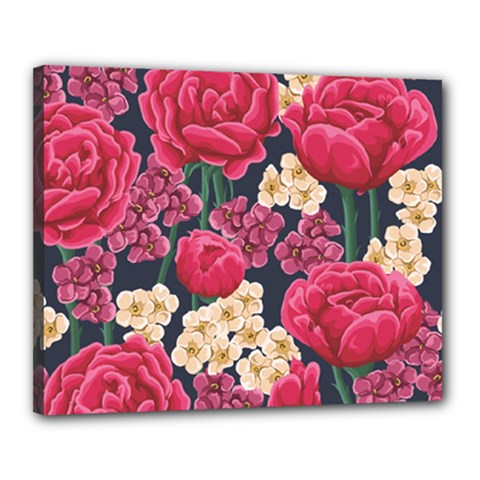 Pink Roses And Daisies Canvas 20  X 16 