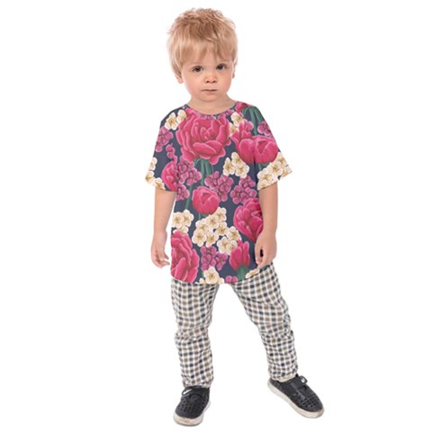 Pink Roses And Daisies Kids Raglan Tee by Bigfootshirtshop