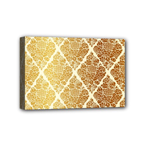 Vintage,gold,damask,floral,pattern,elegant,chic,beautiful,victorian,modern,trendy Mini Canvas 6  X 4  by NouveauDesign