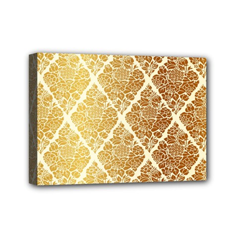 Vintage,gold,damask,floral,pattern,elegant,chic,beautiful,victorian,modern,trendy Mini Canvas 7  X 5  by NouveauDesign