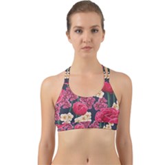 Pink Roses And Daisies Back Web Sports Bra