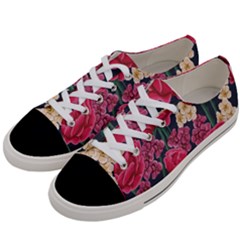 Pink Roses And Daisies Women s Low Top Canvas Sneakers