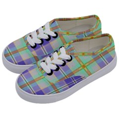 Blue And Yellow Plaid Kids  Classic Low Top Sneakers by Bigfootshirtshop