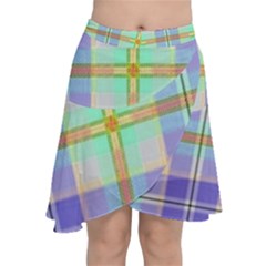 Blue And Yellow Plaid Chiffon Wrap