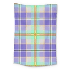 Blue And Yellow Plaid Large Tapestry by Bigfootshirtshop