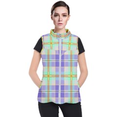 Blue And Yellow Plaid Women s Puffer Vest by Bigfootshirtshop