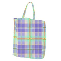 Blue And Yellow Plaid Giant Grocery Zipper Tote