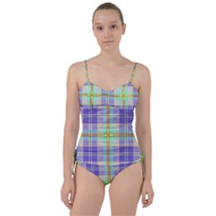 Blue And Yellow Plaid Sweetheart Tankini Set