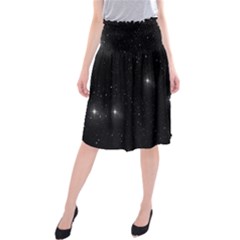 Starry Galaxy Night Black And White Stars Midi Beach Skirt by yoursparklingshop