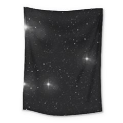 Starry Galaxy Night Black And White Stars Medium Tapestry by yoursparklingshop