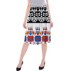 Bulgarian Folk Art Folk Art Midi Beach Skirt by Celenk