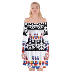 Bulgarian Folk Art Folk Art Off Shoulder Skater Dress by Celenk