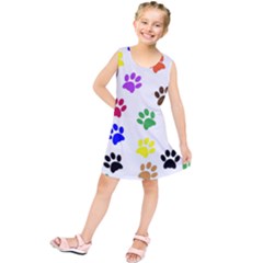 Pawprints Paw Prints Paw Animal Kids  Tunic Dress by Celenk