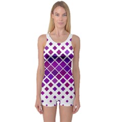 Pattern Square Purple Horizontal One Piece Boyleg Swimsuit by Celenk