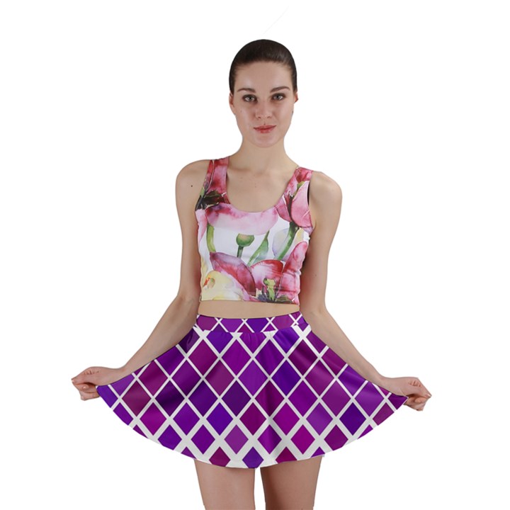 Pattern Square Purple Horizontal Mini Skirt