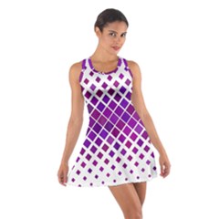 Pattern Square Purple Horizontal Cotton Racerback Dress by Celenk