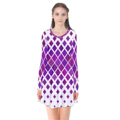 Pattern Square Purple Horizontal Flare Dress by Celenk