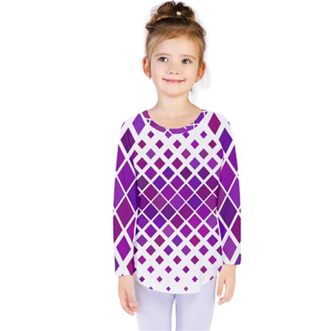 Pattern Square Purple Horizontal Kids  Long Sleeve Tee by Celenk