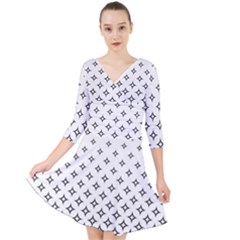 Star Pattern Decoration Geometric Quarter Sleeve Front Wrap Dress	 by Celenk