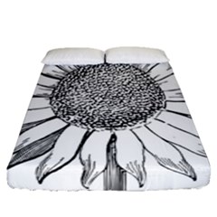 Sunflower Flower Line Art Summer Fitted Sheet (queen Size) by Celenk