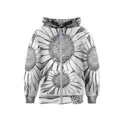 Sunflower Flower Line Art Summer Kids  Zipper Hoodie by Celenk