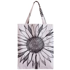 Sunflower Flower Line Art Summer Zipper Classic Tote Bag by Celenk