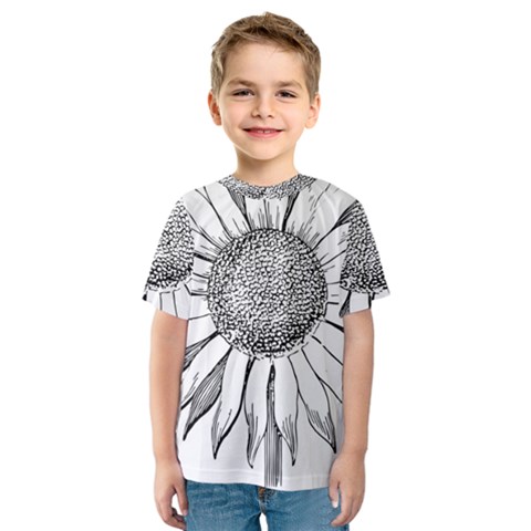 Sunflower Flower Line Art Summer Kids  Sport Mesh Tee by Celenk