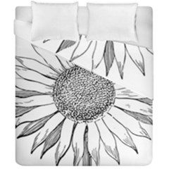 Sunflower Flower Line Art Summer Duvet Cover Double Side (california King Size) by Celenk