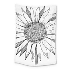 Sunflower Flower Line Art Summer Small Tapestry by Celenk