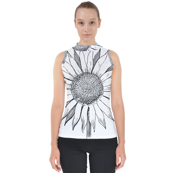 Sunflower Flower Line Art Summer Shell Top