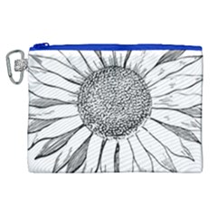 Sunflower Flower Line Art Summer Canvas Cosmetic Bag (xl)