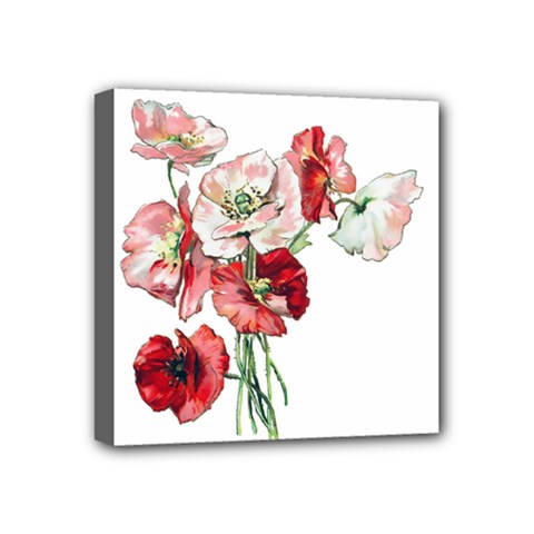 Flowers Poppies Poppy Vintage Mini Canvas 4  X 4  by Celenk