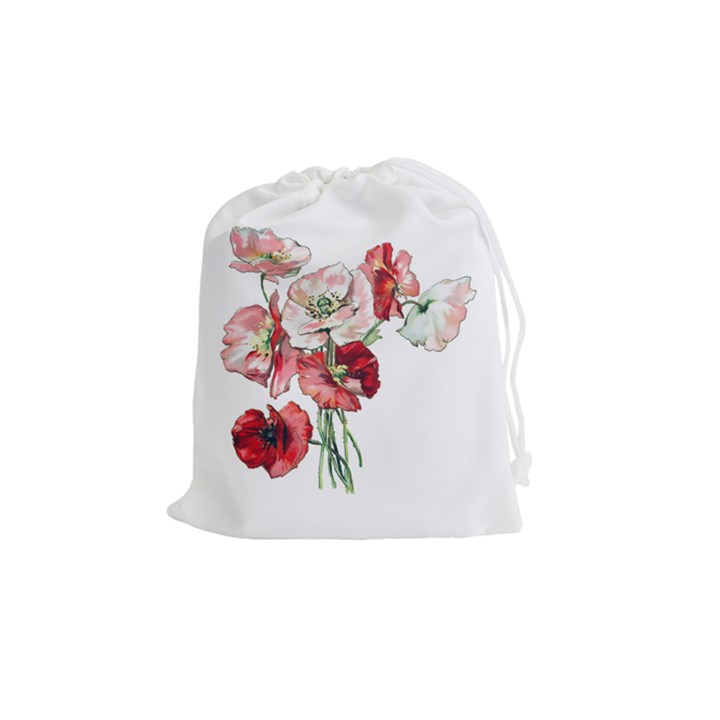 Flowers Poppies Poppy Vintage Drawstring Pouches (Medium) 