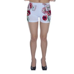 Flowers Poppies Poppy Vintage Skinny Shorts by Celenk