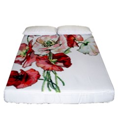 Flowers Poppies Poppy Vintage Fitted Sheet (queen Size) by Celenk