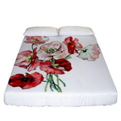 Flowers Poppies Poppy Vintage Fitted Sheet (california King Size) by Celenk