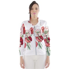 Flowers Poppies Poppy Vintage Wind Breaker (women) by Celenk