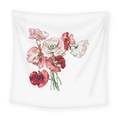 Flowers Poppies Poppy Vintage Square Tapestry (large) by Celenk