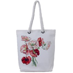 Flowers Poppies Poppy Vintage Full Print Rope Handle Bag (small) by Celenk