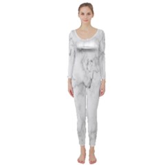 White Background Pattern Tile Long Sleeve Catsuit by Celenk